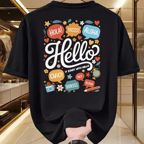 Best Teacher Shirt, Funny Teacher UnisexT-Shirt/Hoodie/Sweatshirt HLT00 - It Starts with Hello Friendship Inclusion Language Teacher T-Shirt (2)