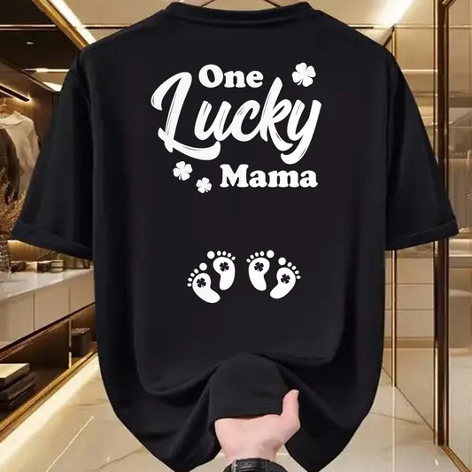 Gift for Mom Shirt, Funny Mom Unisex T-Shirt/Hoodie/Sweatshirt HLT00 - Pregnancy Mom of Twins One Lucky Mama St Patrick_s Day T-Shirt