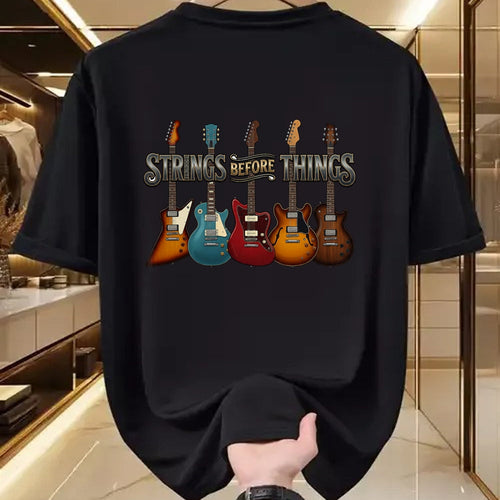 Guitar Lover Shirt, Funny Guitar UnisexT-Shirt/Hoodie/Sweatshirt HLT00 - Strings Before Thing Funny Men Vintage Acoustic Guitar Music T-Shirt