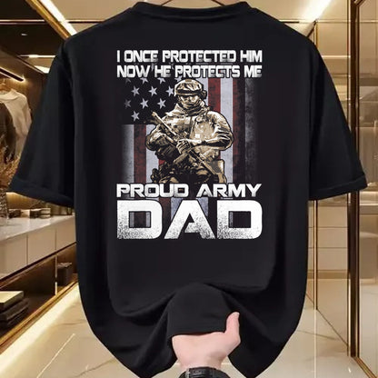 Gift for Dad Shirt, Funny Dad Unisex T-Shirt/Hoodie/Sweatshirt HLT00 – I Once Protected Him Now He Protects Me Proud Army Dad T-Shirt