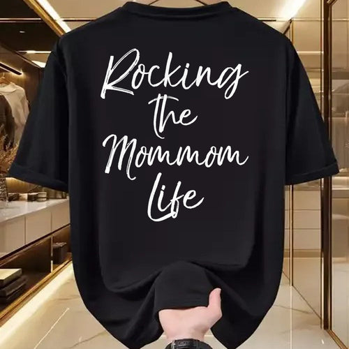 Best Grandma Shirt, Proud Grandma Unisex T-Shirt/Hoodie/Sweatshirt HLT00 - Womens Music Grandma Gift from Grandkids Rocking the Mommom Life V-Neck T-Shirt