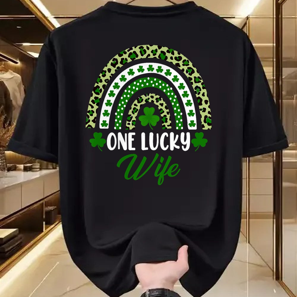 Best Wife Shirt, Wife and Husband Unisex T-Shirt/Hoodie/Sweatshirt HLT00 - Gift for wife T shirt, lucky wife   One Lucky Wife Rainbow St Patricks Day Lucky Wife T-Shirt