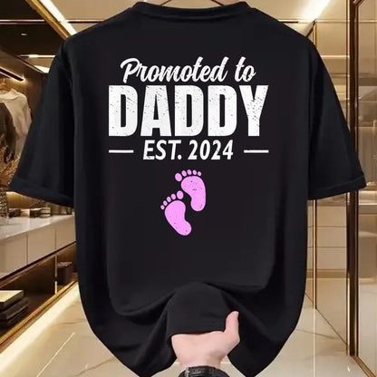 Gift for Dad Shirt, Funny Dad Unisex T-Shirt/Hoodie/Sweatshirt HLT00 – Promoted To Daddy Est 2024 Fathers Day First Time Dad Girl T-Shirt