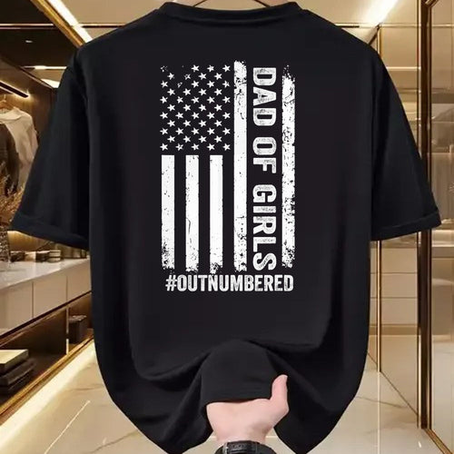 Gift for Dad Shirt, Funny Dad Unisex T-Shirt/Hoodie/Sweatshirt HLT00 – Proud Dad of Girl Outnumbered American Flag Father_s Day T-Shirt