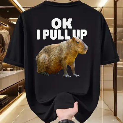 Cute Capybara Shirt, Funny Capybara Unisex T-Shirt/Hoodie/Sweatshirt HLT00 - Ok I Pull Up Capybara Funny Capybara Lover Dank Meme T-Shirt, Women, Black, Medium