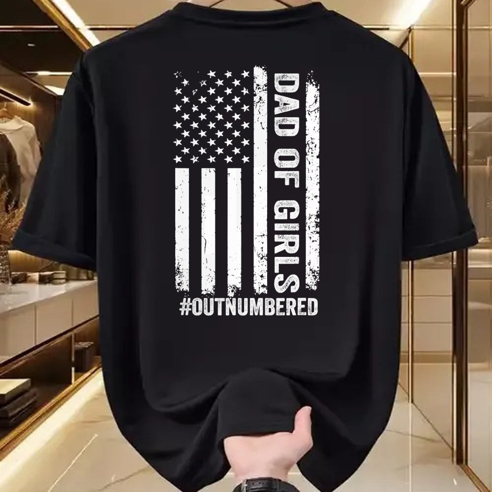 Gift for Dad Shirt, Funny Dad Unisex T-Shirt/Hoodie/Sweatshirt HLT00 – Proud Dad of Girl Outnumbered American Flag Father_s Day T-Shirt