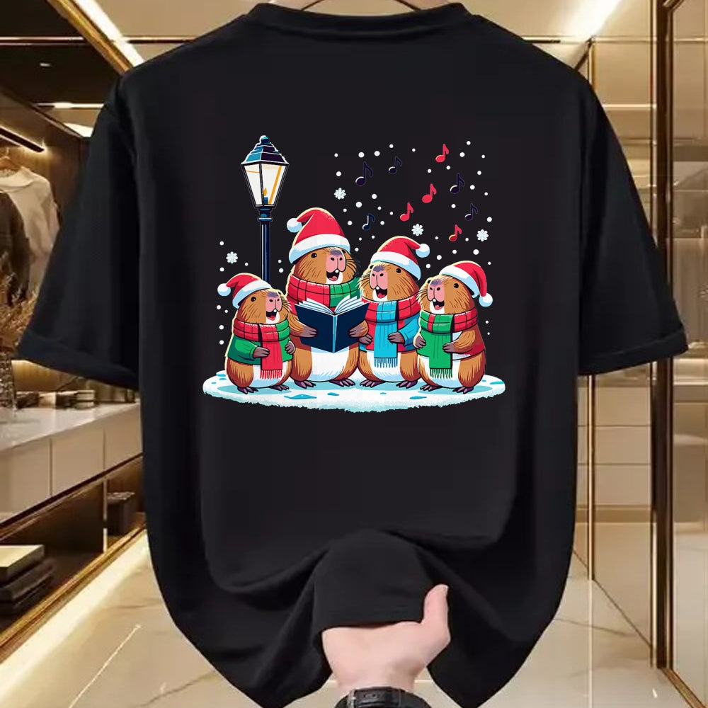 Cute Capybara Shirt, Funny Capybara Unisex T-Shirt/Hoodie/Sweatshirt HLT00 - Festive Winter Capybara Christmas T-Shirt