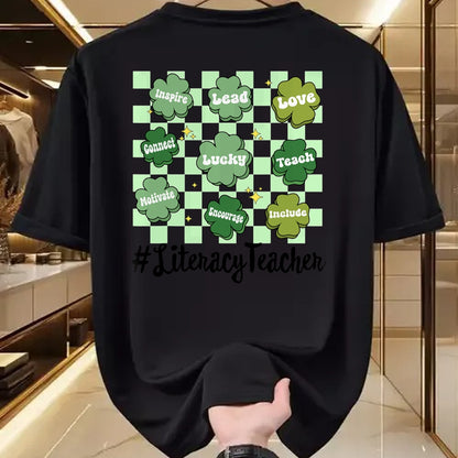 Patrick Day Shirts for Family, Funny Patrick Day shirts, st patrick's day Unisex T-Shirt/Hoodie/Sweatshirt HLT00 - Vintage One Lucky Literacy Teacher St Patrick Day School T-Shirt