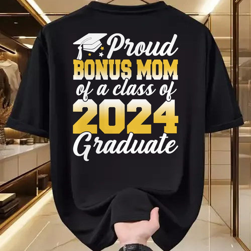 Gift for Mom Shirt, Funny Mom Unisex T-Shirt/Hoodie/Sweatshirt HLT00 - Proud Bonus Mom of a Class Of 2024 Graduate Senior Family T-Shirt