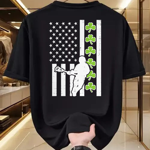 Patrick Day Shirts for Family, Funny Patrick Day shirts, st patrick's day Unisex T-Shirt/Hoodie/Sweatshirt HLT00 - US Flag Shamrock Lacrosse Vintage Lax St Patrick Day Patriot T-Shirt