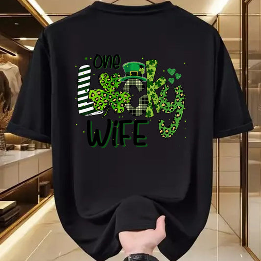 Best Wife Shirt, Wife and Husband Unisex T-Shirt/Hoodie/Sweatshirt HLT00 - Gift for wife T shirt, lucky wife   One Lucky Wife St Patricks Day Mom Mother Shamrock Leopard T-Shi