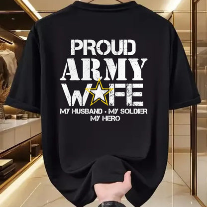 Best Wife Shirt, Wife and Husband Unisex T-Shirt/Hoodie/Sweatshirt HLT00 - Gift for wife T shirt, lucky wife   Proud Army Wife T Shirt for Military Wife My Soldier My Hero T-S