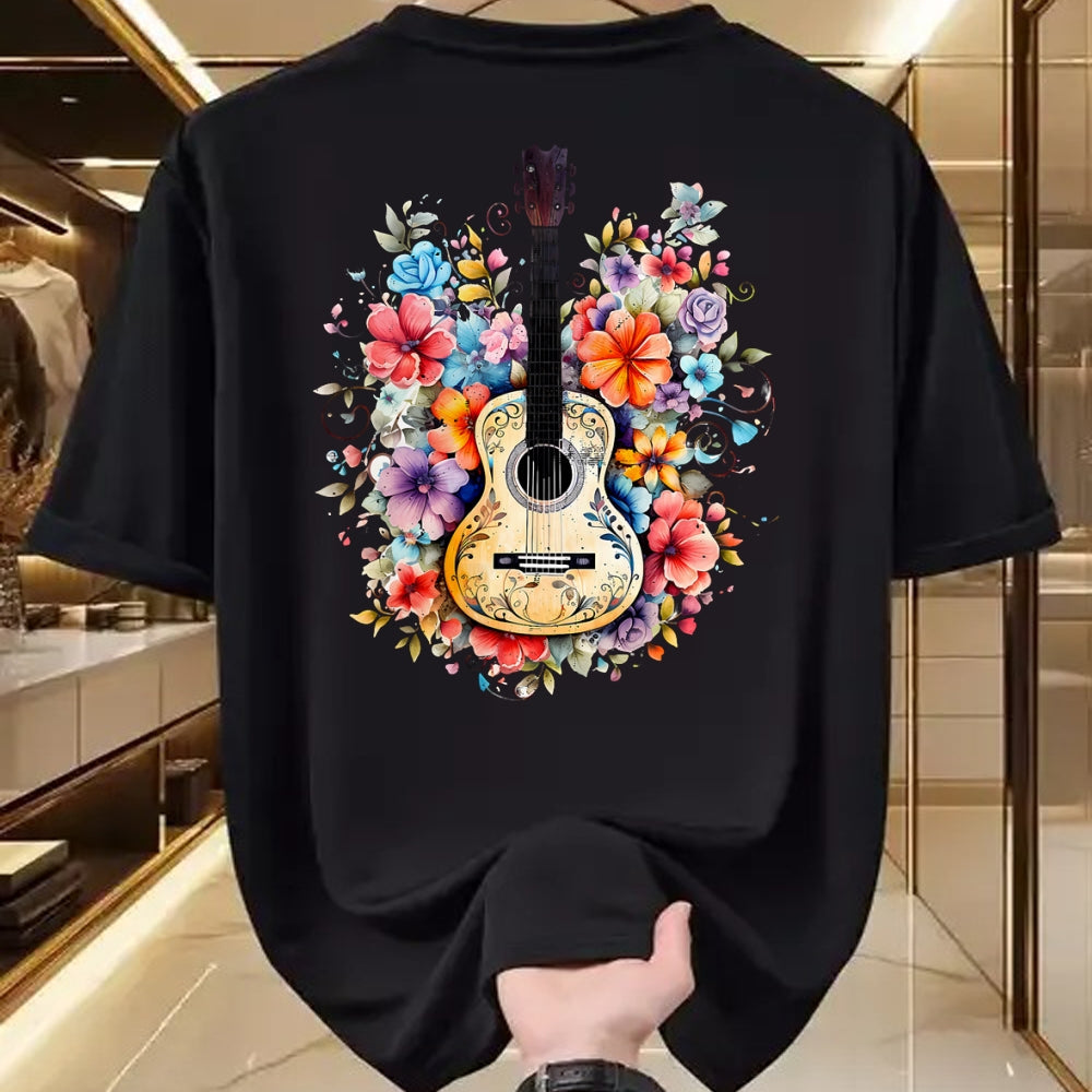 Guitar Lover Shirt, Funny Guitar UnisexT-Shirt/Hoodie/Sweatshirt HLT00 - Floral Guitar Graphic Guitarist Gift Mens Womens Dad Girl T-Shirt