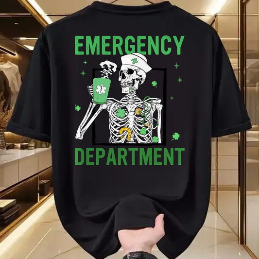 Patrick Day Shirts for Family, Funny Patrick Day shirts, st patrick's day Unisex T-Shirt/Hoodie/Sweatshirt HLT00 - Skeleton Emergency Department Coffee ER Nurse St Patrick Day T-Shirt (1)