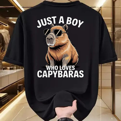 Cute Capybara Shirt, Funny Capybara Unisex T-Shirt/Hoodie/Sweatshirt HLT00 - Just a Boy who Loves Capybaras T-Shirt (1)