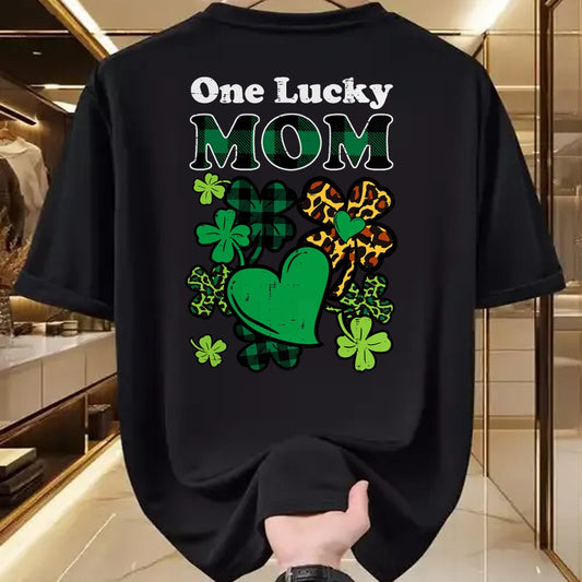 Patrick Day Shirts for Family, Funny Patrick Day shirts, st patrick's day Unisex T-Shirt/Hoodie/Sweatshirt HLT00 - One Lucky Mom Plaid Shamrock Heart St Patrick Day Mommy Mama T-Shirt