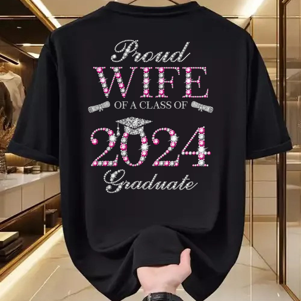 Best Wife Shirt, Wife and Husband Unisex T-Shirt/Hoodie/Sweatshirt HLT00 - Gift for wife T shirt, lucky wife   Proud Wife of a Class of 2024 Graduate T-Shirt