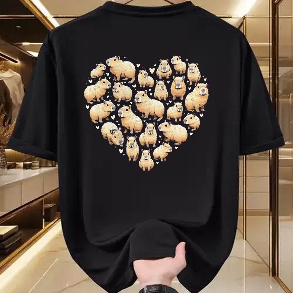 Cute Capybara Shirt, Funny Capybara Unisex T-Shirt/Hoodie/Sweatshirt HLT00 - Heart Shaped Capybara Long Sleeve T-Shirt