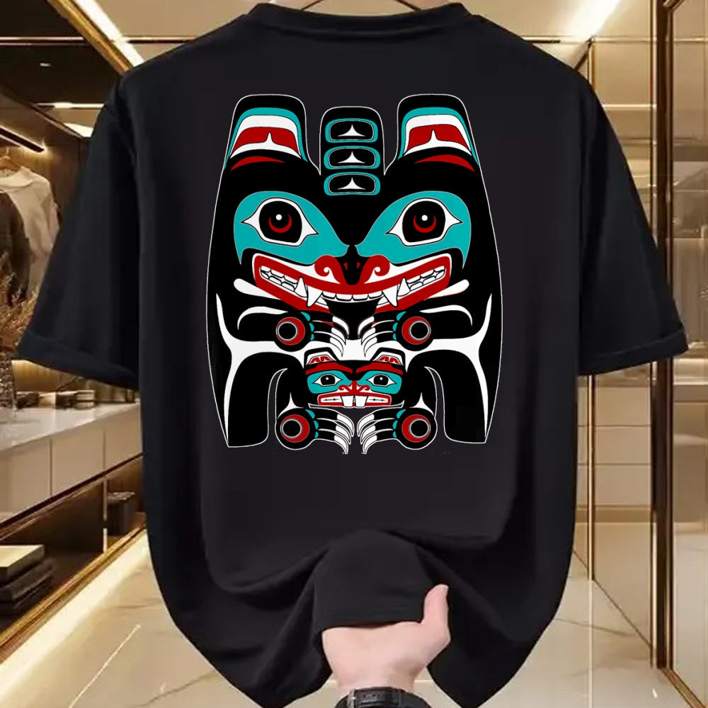 Native American T-Shirts, Vintage Native American Unisex T-Shirt/Hoodie/Sweatshirt HLT00 - Indigenous Alaska Native American Art Style Bear & Beaver