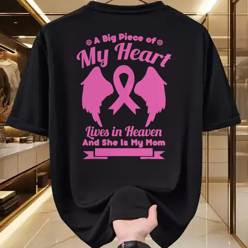 Gift for Mom Shirt, Funny Mom Unisex T-Shirt/Hoodie/Sweatshirt HLT00 - Mom In Heaven Wings Awesome Breast Cancer Awareness Gift T-Shirt