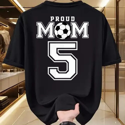 Gift for Mom Shirt, Funny Mom Unisex T-Shirt/Hoodie/Sweatshirt HLT00 - Number 5 Custom Proud Soccer Futbol Mom Personalized Women T-Shirt