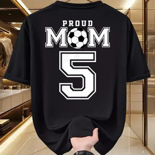 Gift for Mom Shirt, Funny Mom Unisex T-Shirt/Hoodie/Sweatshirt HLT00 - Number 5 Custom Proud Soccer Futbol Mom Personalized Women T-Shirt