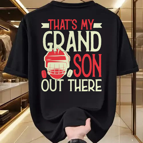 Best Grandpa Shirt, Proud Grandpa Unisex T-Shirt/Hoodie/Sweatshirt HLT00 - That's My Grandson Out There Hockey For Grandma Grandpa T-Shirt