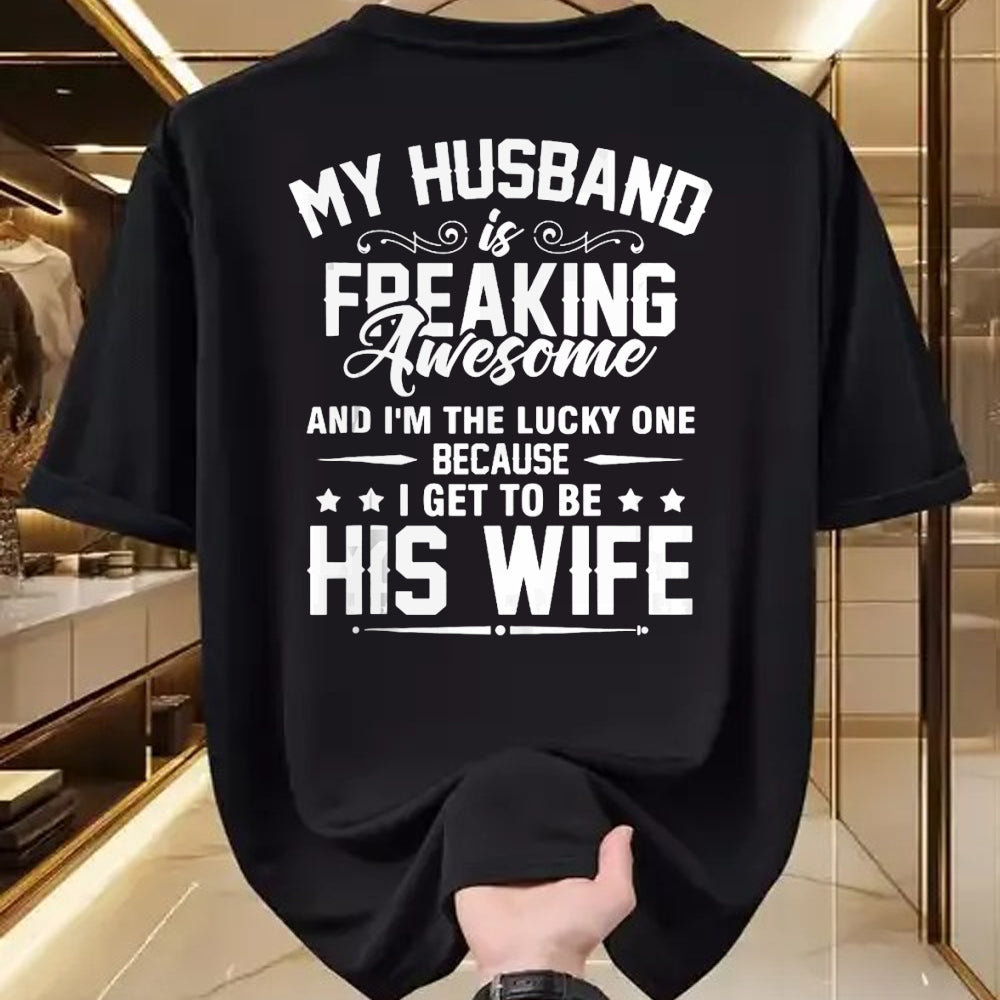 Best Wife Shirt, Wife and Husband Unisex T-Shirt/Hoodie/Sweatshirt HLT00 - Gift for wife T shirt, lucky wife   Lucky Wife, Awesome Life Because My Husband Tank Top
