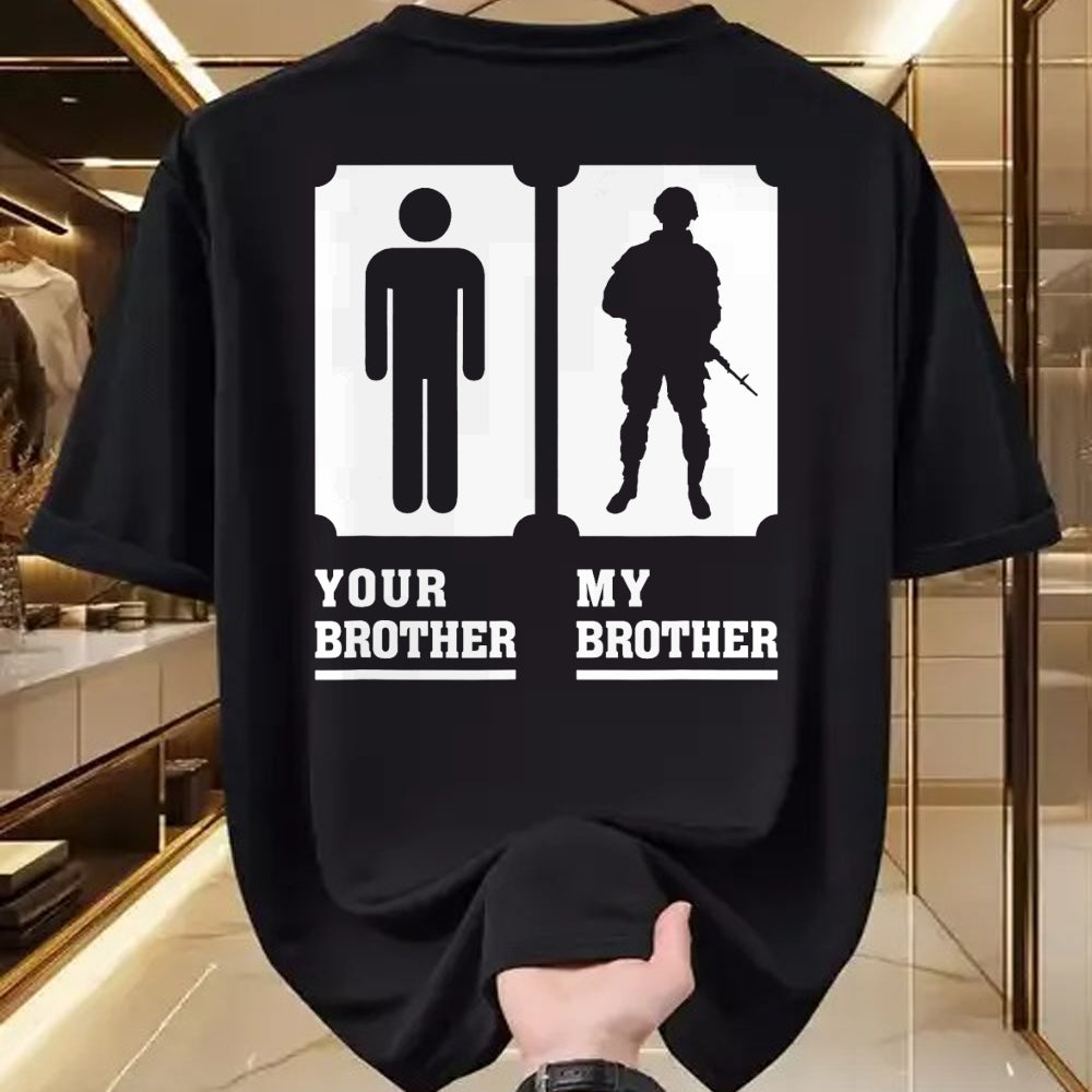 Gift for Mom Shirt, Funny Mom Unisex T-Shirt/Hoodie/Sweatshirt HLT00 - My Brother Is in Military Veteran Brother For Proud Sister T-Shirt