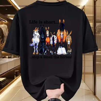 Best Horse Lover Shirt , Funny Horse UnisexT-Shirt/Hoodie/Sweatshirt HLT00 - Life is Short Stop and Smell The Horses T Shirts for Men Women Horse Lover Tees