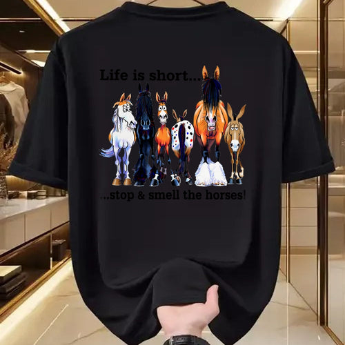 Best Horse Lover Shirt , Funny Horse UnisexT-Shirt/Hoodie/Sweatshirt HLT00 - Life is Short Stop and Smell The Horses T Shirts for Men Women Horse Lover Tees