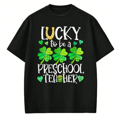 Patrick Day Shirts for Family, Funny Patrick Day shirts, st patrick's day Unisex T-Shirt/Hoodie/Sweatshirt HLT00 - Womens Lucky To Be A Preschool Teacher, St Patrick Day Teachers V-Neck T-Shirt