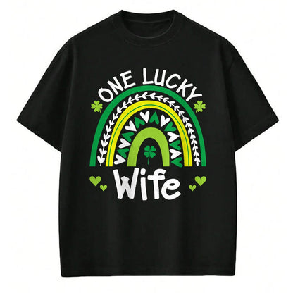 Best Wife Shirt, Wife and Husband Unisex T-Shirt/Hoodie/Sweatshirt HLT00 - Gift for wife T shirt, lucky wife   Womens One Lucky Wife Boho Rainbow St Patricks Day Shamrock Tank (1)