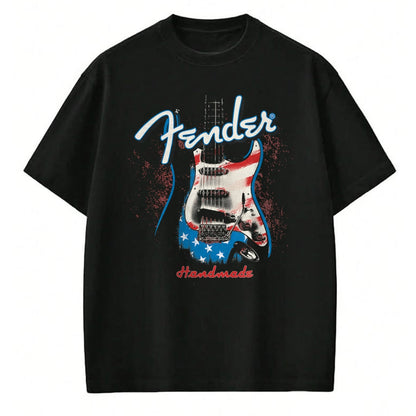 Guitar Lover Shirt, Funny Guitar UnisexT-Shirt/Hoodie/Sweatshirt HLT00 - Fender Handmade Guitars 4th of July American Flag T-Shirt