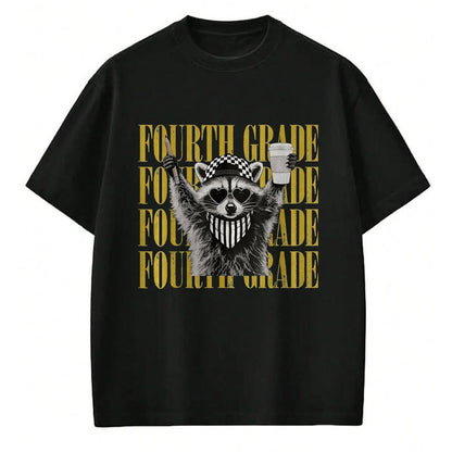 Best Teacher Shirt, Funny Teacher UnisexT-Shirt/Hoodie/Sweatshirt HLT00 - Funny Fourth Grade Teacher Feral Raccoon Back to School T-Shirt, Women, Black, Large
