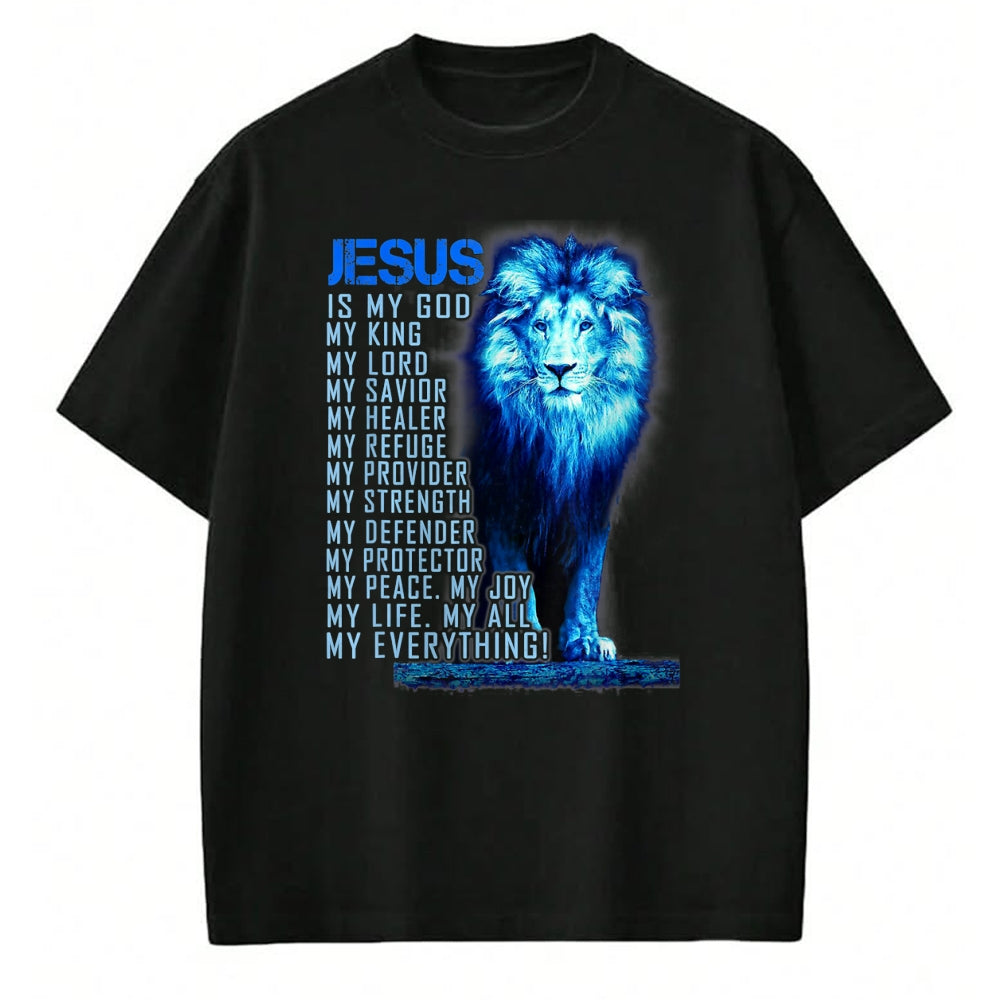 Christian Tee, Christian Faith Unisex T-Shirt/Hoodie/Sweatshirt HLT00 - Lion Christian Jesus Is My God King, Lord, and Savior T-Shirt