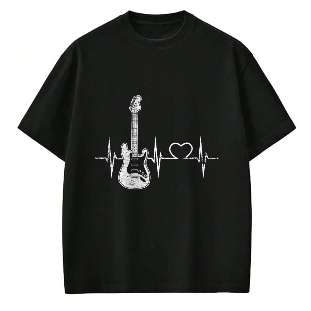 Guitar Lover Shirt, Funny Guitar UnisexT-Shirt/Hoodie/Sweatshirt HLT00 - Vintage Guitarist Love Music Heart Gifts Heartbeat Guitar T-Shirt