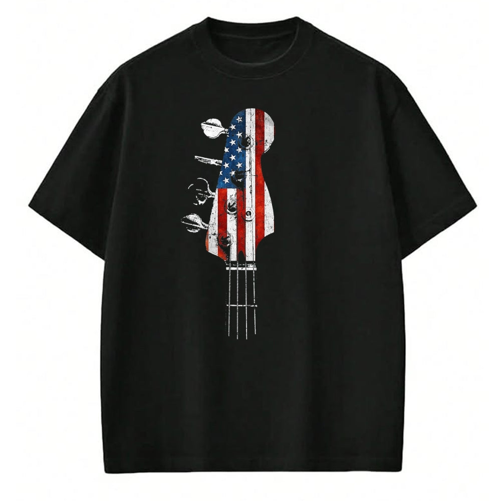 Guitar Lover Shirt, Funny Guitar UnisexT-Shirt/Hoodie/Sweatshirt HLT00 - Bass Guitar Headstock USA Flag for Bassist and Bass Player T-Shirt, Men_s Big and Tall, Black, 2X Ta