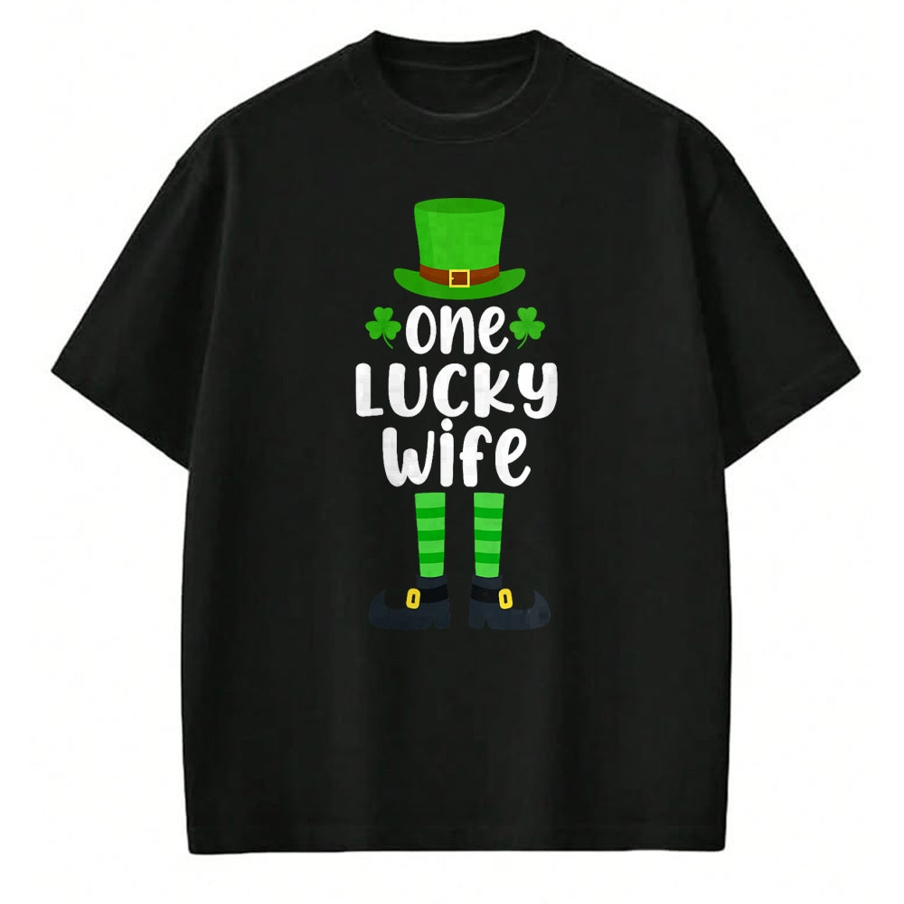 Best Wife Shirt, Wife and Husband Unisex T-Shirt/Hoodie/Sweatshirt HLT00 - Gift for wife T shirt, lucky wife   Womens One Lucky Wife Funny St Patricks Day Lucky Shamrock V-Nec