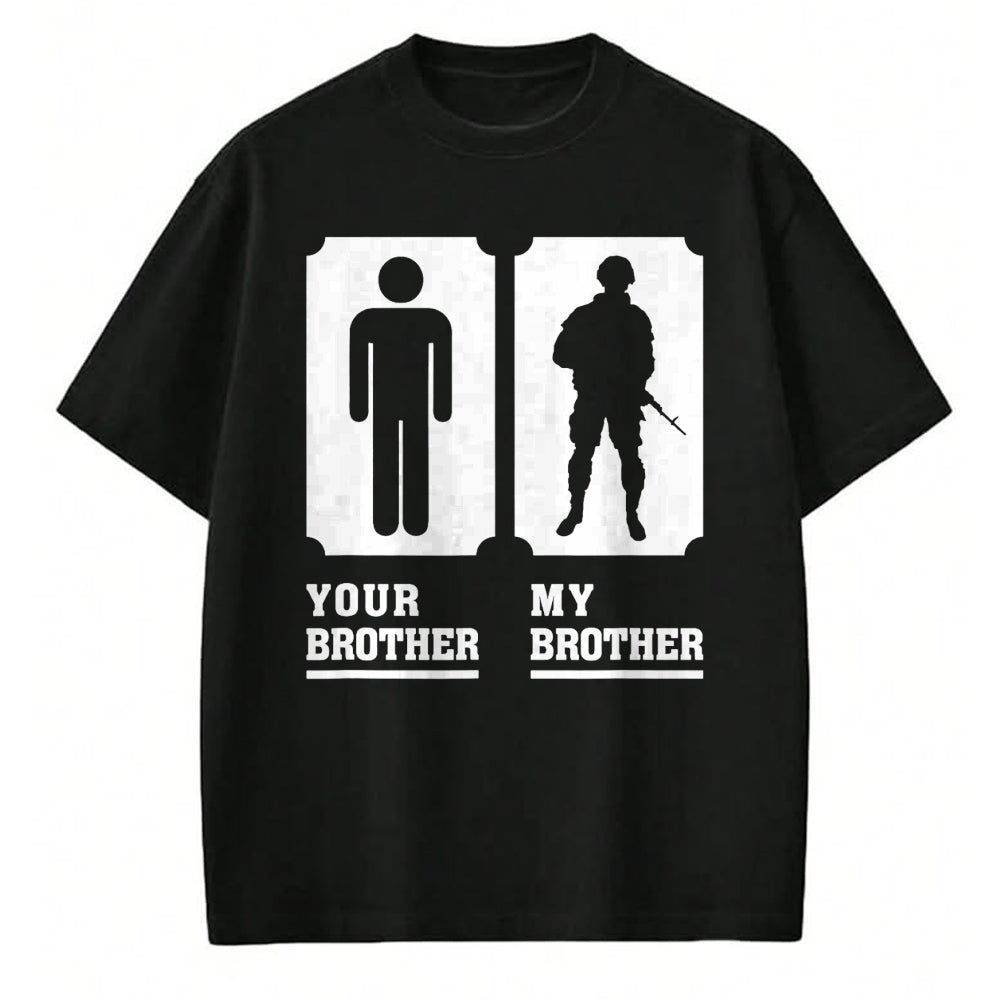 Gift for Mom Shirt, Funny Mom Unisex T-Shirt/Hoodie/Sweatshirt HLT00 - My Brother Is in Military Veteran Brother For Proud Sister T-Shirt