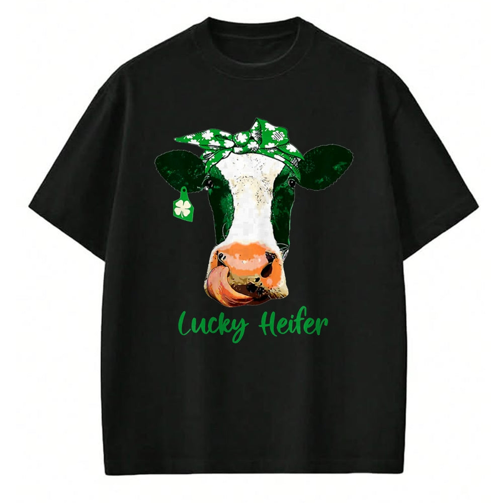 Gift for Mom Shirt, Funny Mom Unisex T-Shirt/Hoodie/Sweatshirt HLT00 - Lucky Heifer Patricks Day Heifer Mom Irish T-Shirt