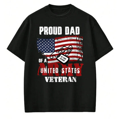 Gift for Dad Shirt, Funny Dad Unisex T-Shirt/Hoodie/Sweatshirt HLT00 – Proud Dad Of A Army Veteran American Flag Father Military T-Shirt