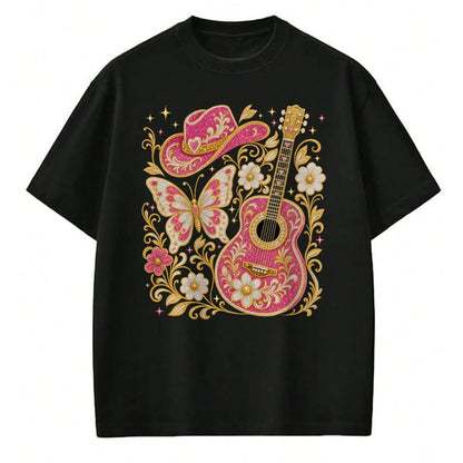 Guitar Lover Shirt, Funny Guitar UnisexT-Shirt/Hoodie/Sweatshirt HLT00 - Western Country Southern Rodeo Cowgirl Guitar Butterfly T-Shirt