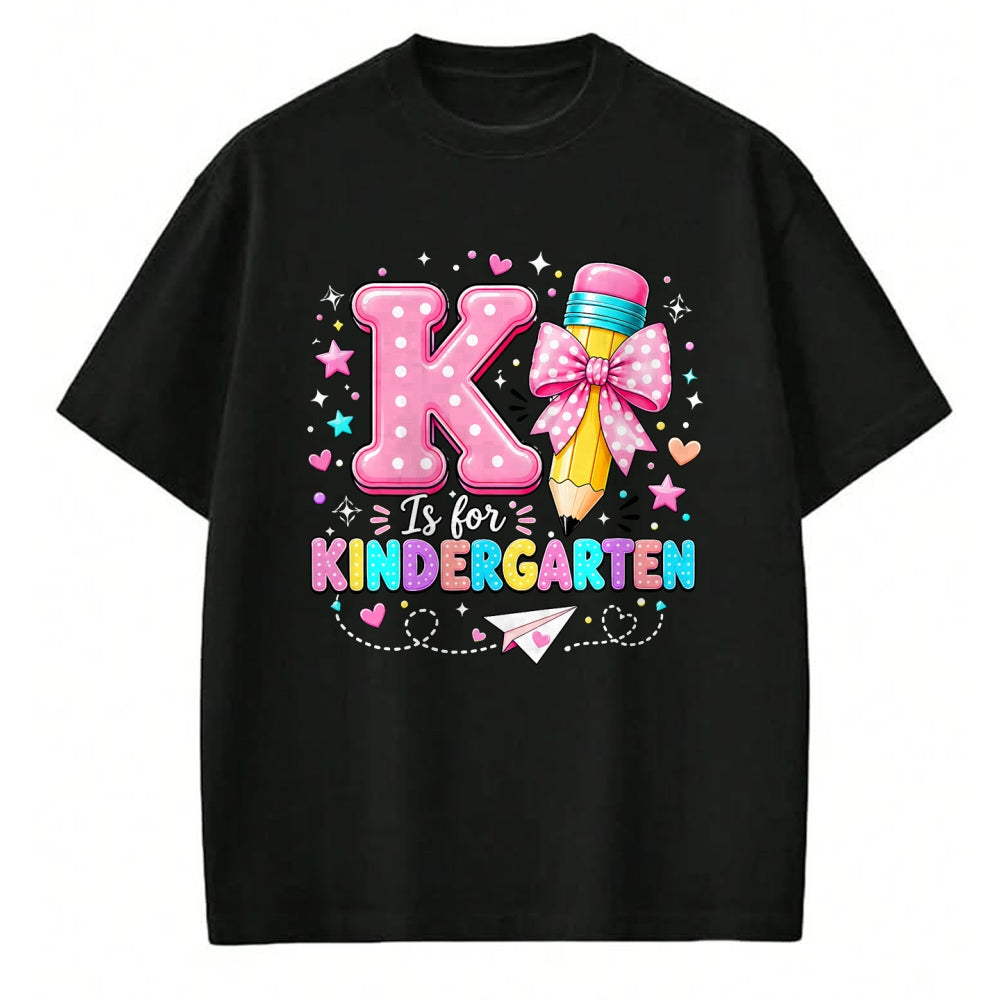 Best Teacher Shirt, Funny Teacher UnisexT-Shirt/Hoodie/Sweatshirt HLT00 - K is for Kindergarten Teacher Coquette Bow Back to School T-Shirt