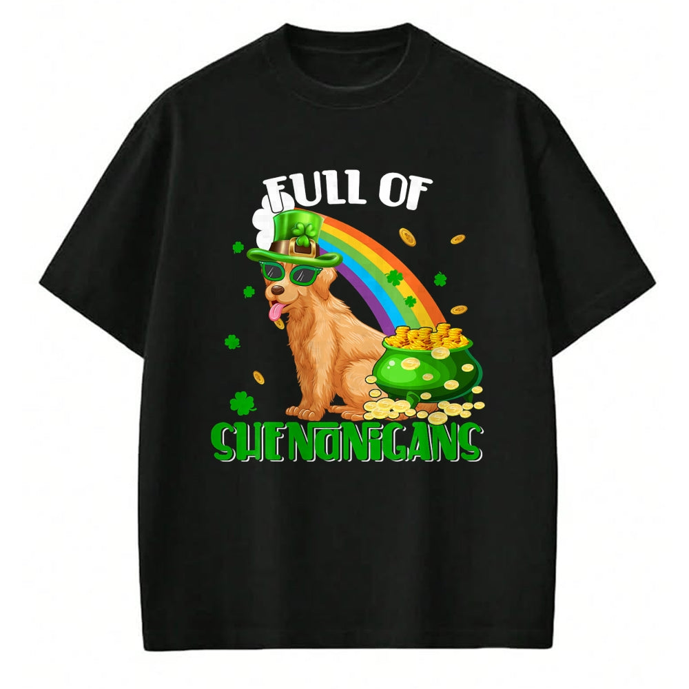 Patrick Day Shirts for Family, Funny Patrick Day shirts, st patrick's day Unisex T-Shirt/Hoodie/Sweatshirt HLT00 - Full Of Shenanigans Patrick Day Leprechaun Golden Retriever T-Shirt