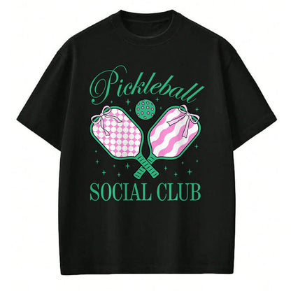Funny Pickleball Shirt, Pickleball Lover Unisex T-Shirt/Hoodie/Sweatshirt HLT00 - Pickleball Social Club Coquette Bow Pickleball Women Girls T-Shirt