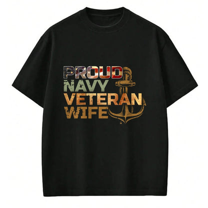 Proud Veteran Shirt, Funny Veteran UnisexT-Shirt/Hoodie/Sweatshirt HLT00 - Proud Veteran_s Wife USA American Flag Patriotic T-Shirt
