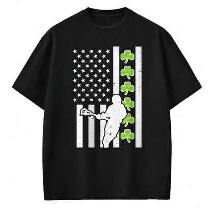 Patrick Day Shirts for Family, Funny Patrick Day shirts, st patrick's day Unisex T-Shirt/Hoodie/Sweatshirt HLT00 - US Flag Shamrock Lacrosse Vintage Lax St Patrick Day Patriot T-Shirt