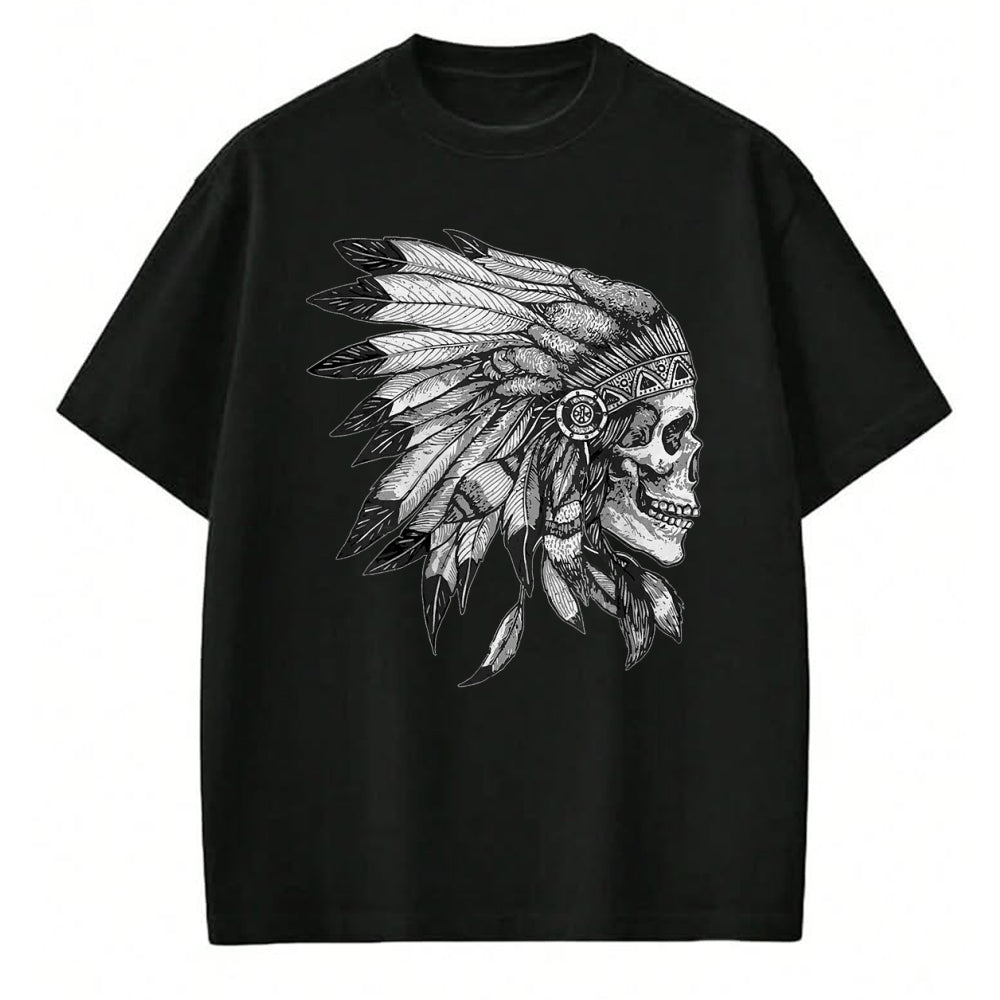 Native American T-Shirts, Vintage Native American Unisex T-Shirt/Hoodie/Sweatshirt HLT00 - American Motorcycle Skull Native Indian Eagle Chief Vintage (1)