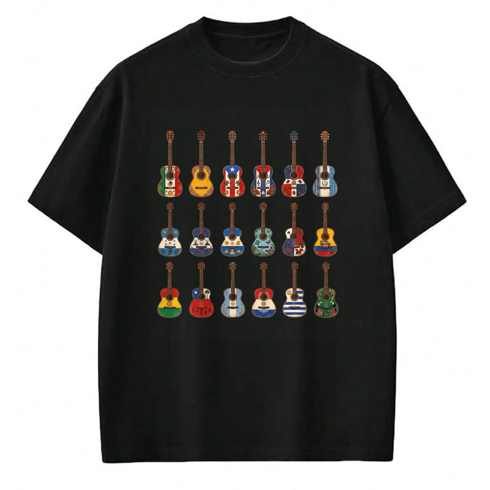 Guitar Lover Shirt, Funny Guitar UnisexT-Shirt/Hoodie/Sweatshirt HLT00 - Hispanic Heritage Month Guitar Flags for Latin American T-Shirt
